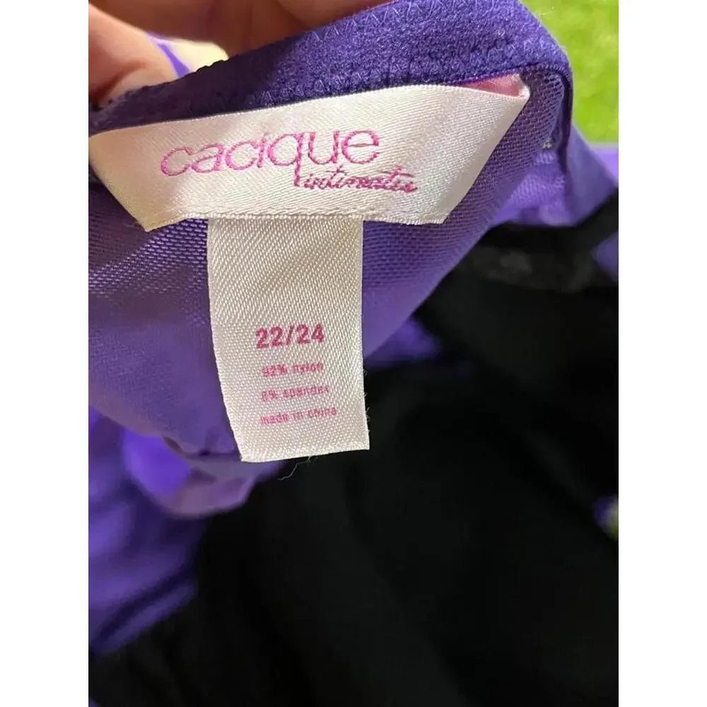 Caciquie 22/24 Camisole Nighty Purple‎ and Black Lace Trim Nightgown